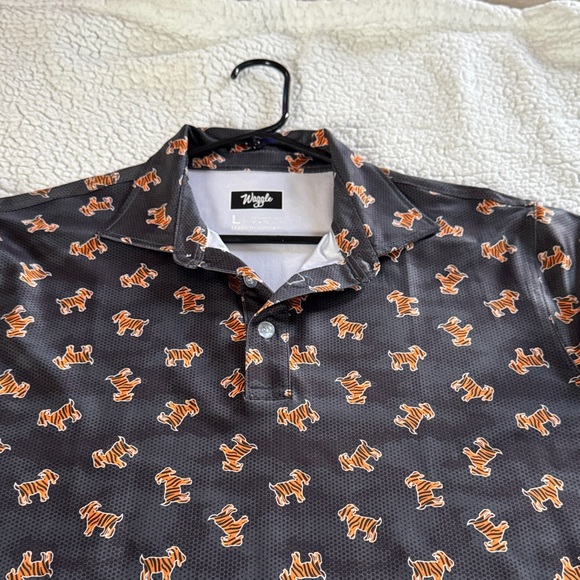Stylish Black Polo with Orange Tiger Pattern - Picture 3 of 4